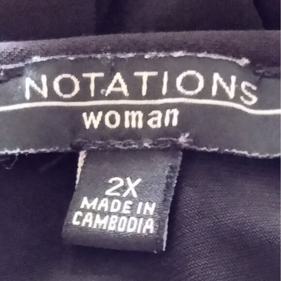 Notations 2X Dress Black Layered Look Jacket Chevron Print Embellished Neckline - Picture 7 of 11